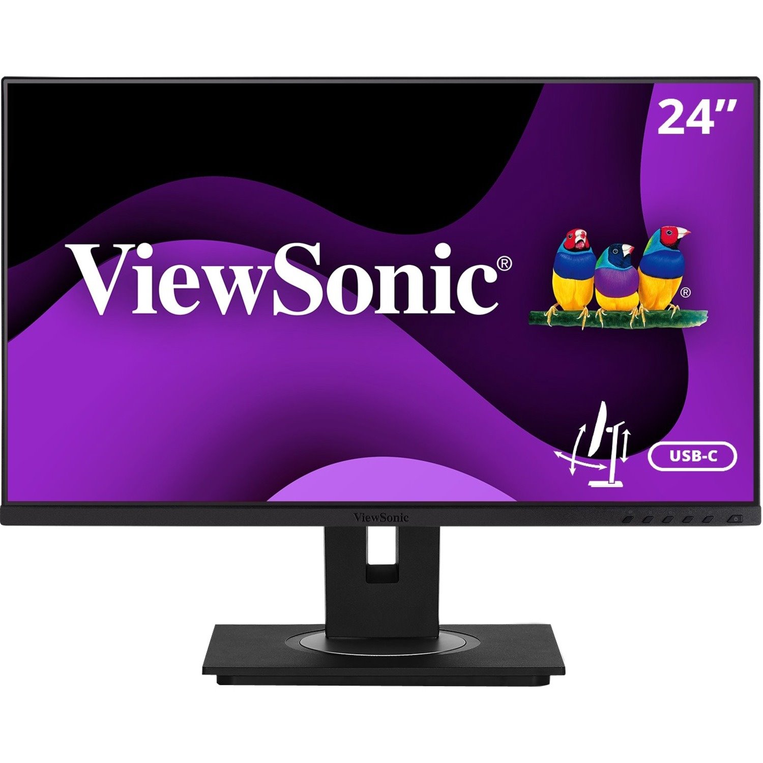 ViewSonic VG2455 24 Inch IPS 1080p Monitor with USB C 3.1, HDMI, DisplayPort, VGA and 40 Degree Tilt Ergonomics for Home and Office