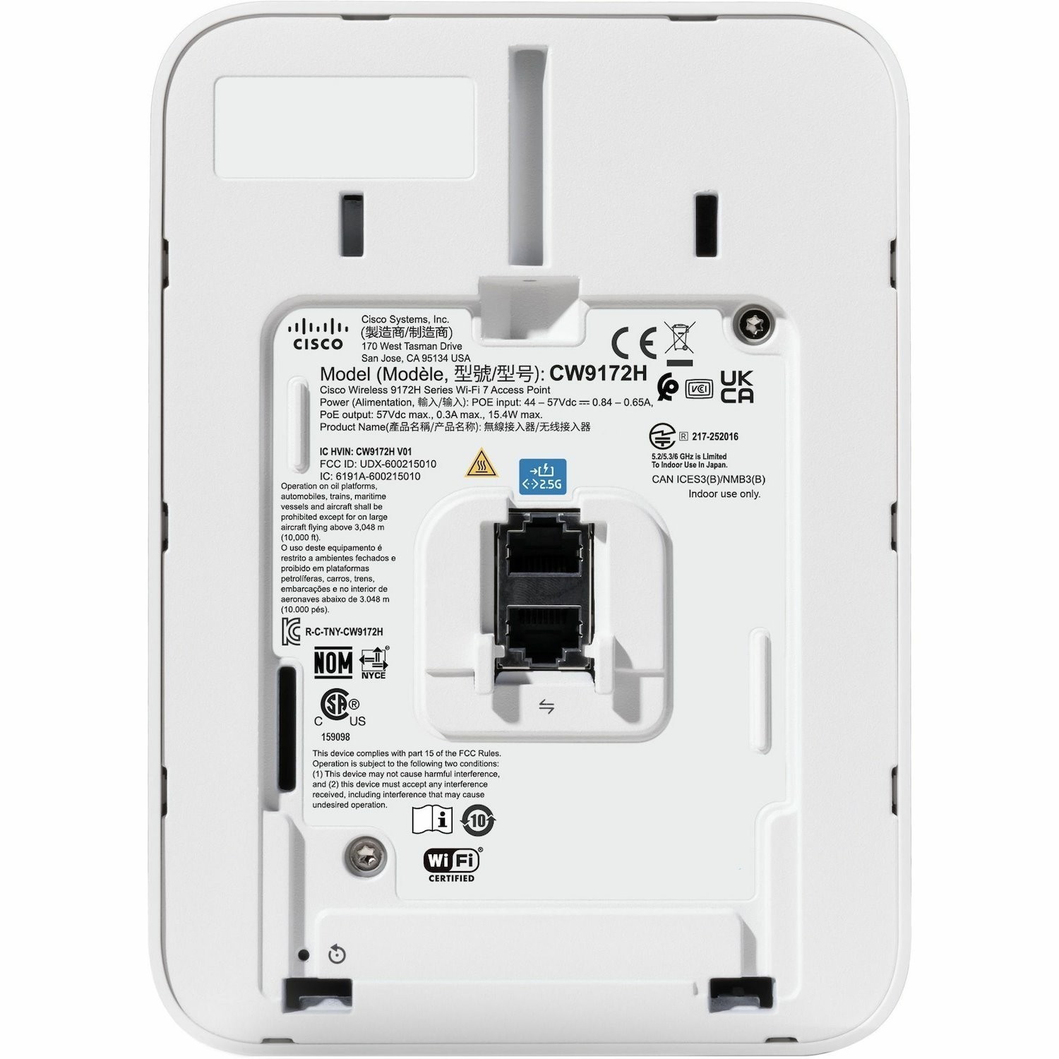 Cisco CW9172H Tri Band Wi-Fi 7 IEEE 802.11 a/b/g/n/ac/ax/be 9 Gbit/s Wireless Access Point