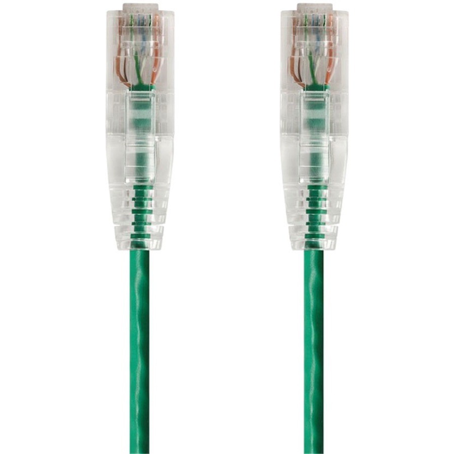 Monoprice Cat6 550MHz 28Awg Utp SlimRun Pure Bare Copper Snagless Patch Cable, Green, 14FT