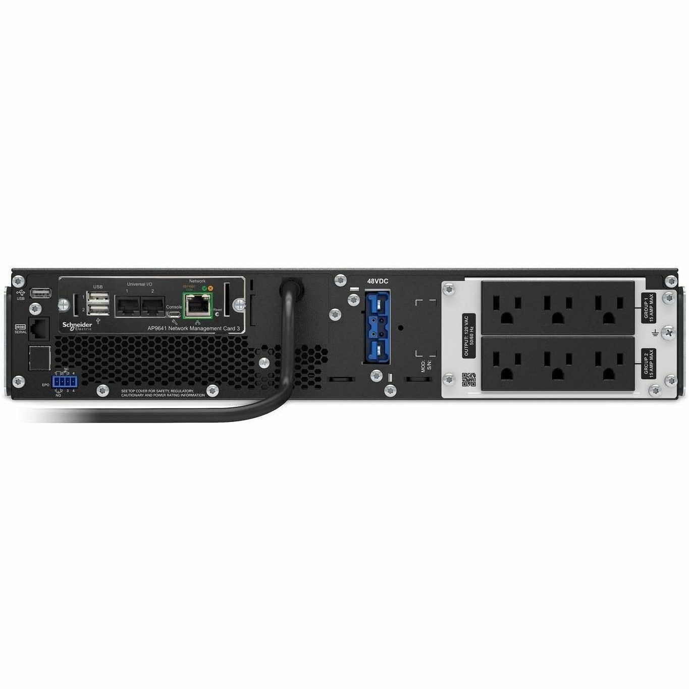 APC Smart-UPS On-Line, 1500VA, Rackmount 2U, 120V, 6x NEMA 5-15R outlets, Network Card, Extended runtime, W/ rail kit [TAA]