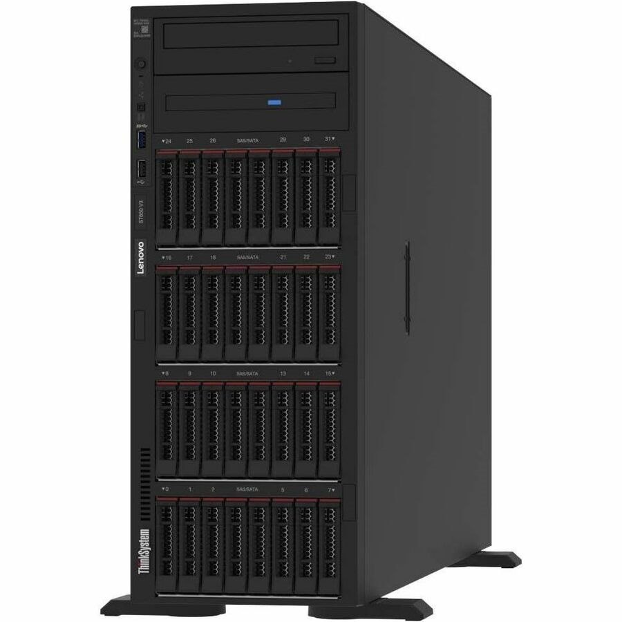 Lenovo ThinkSystem ST650 V3 7D7AA01SAU 4U Tower Server - 1 Xeon Silver 4410Y 2 GHz - 16 GB RAM - Serial ATA, 12Gb/s SAS Controller