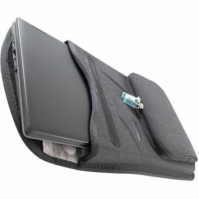 EVA Sleeve for Laptop/ Chromebook w/ Pocket, Shoulder Strap & ID Window , 13/14" Black Fabric
