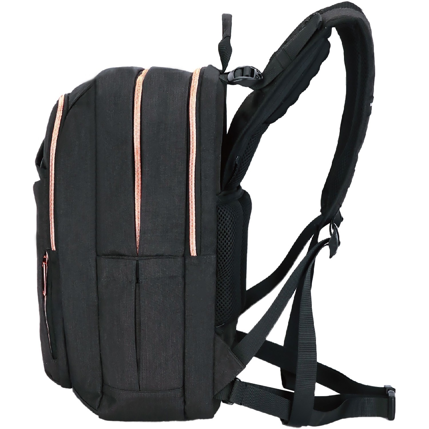 Swissdigital KATY ROSE Black Massage Backpack - Stylish Travel & Work Bag with Patented Massage System, Smart USB Charging Port, RFID Protection, Trolley Sleeve, Padded Laptop Compartment, Fits 16" Laptop, Tablet Pocket, Water Bottle Holder, Sunglasses Holder, Multi-Function Organizer Pockets, Key Clip, Ergonomic Straps, Breathable Air-Mesh Back Panel, and Durable Materials