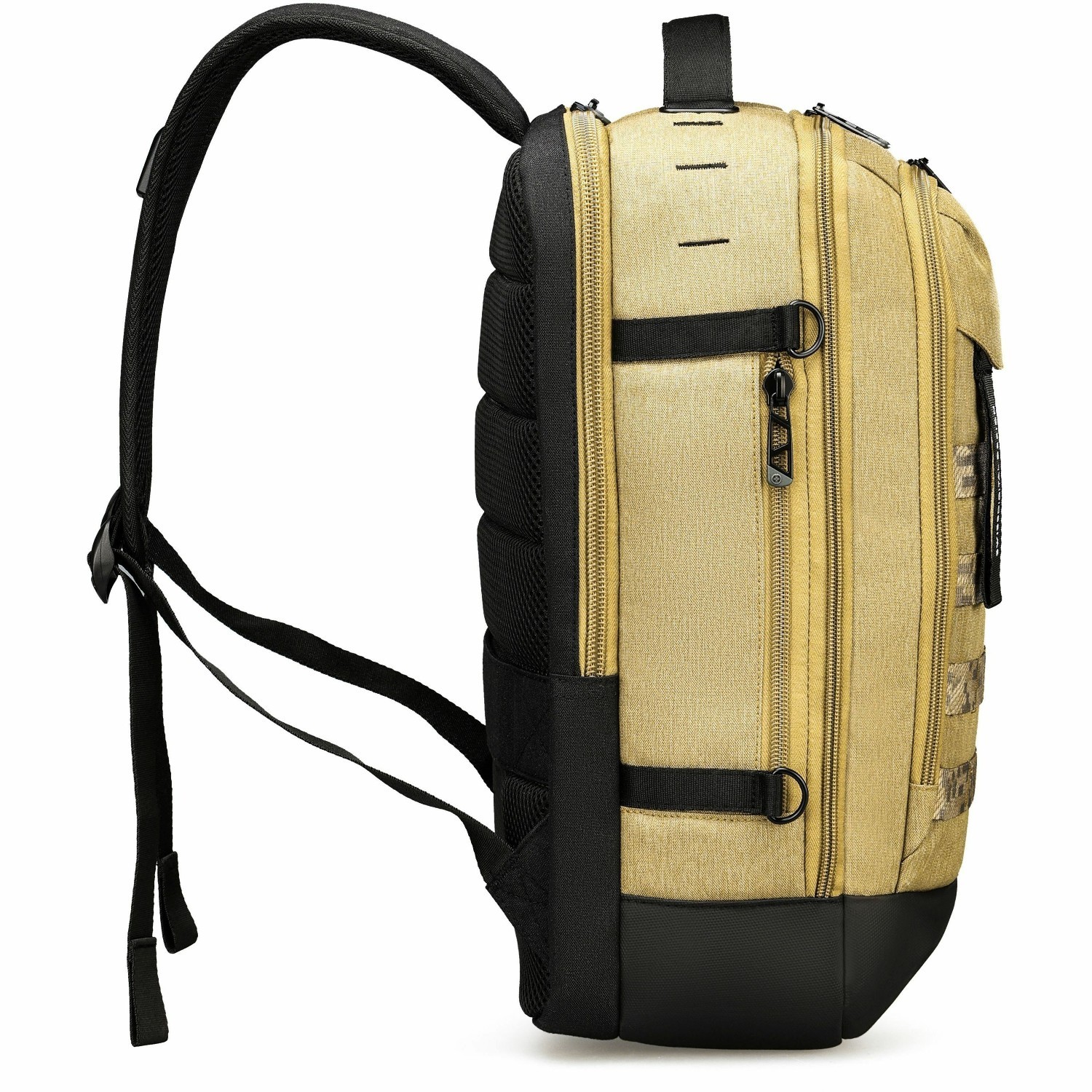 Swissdigital BERG Dark Khaki L Backpack - Durable, TSA-Friendly Bag with Patented USB Charging Port, RFID Protection Pocket, Trolley Sleeve for Easy Travel, Padded Laptop Compartment that Fits up to 16" Laptop, Tablet Compartment that Fits up to 9.75", Dedicated Pockets for Powerbank, Mouse, Water Bottle, Key Clip, Multifunctional Storage, and a Breathable Mesh Back Panel