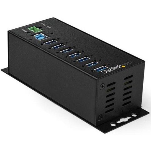 StarTech.com 7 Port USB Hub w/ Power Adapter, Metal Industrial USB 3.0 Data Hub, Din Rail, Wall & Desk Mountable USB 5Gbps Hub, TAA
