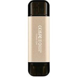Transcend JetFlash 930C 128 GB USB 3.2 (Gen 1) Type A, USB 3.2 (Gen 1) Type C Flash Drive - Gold