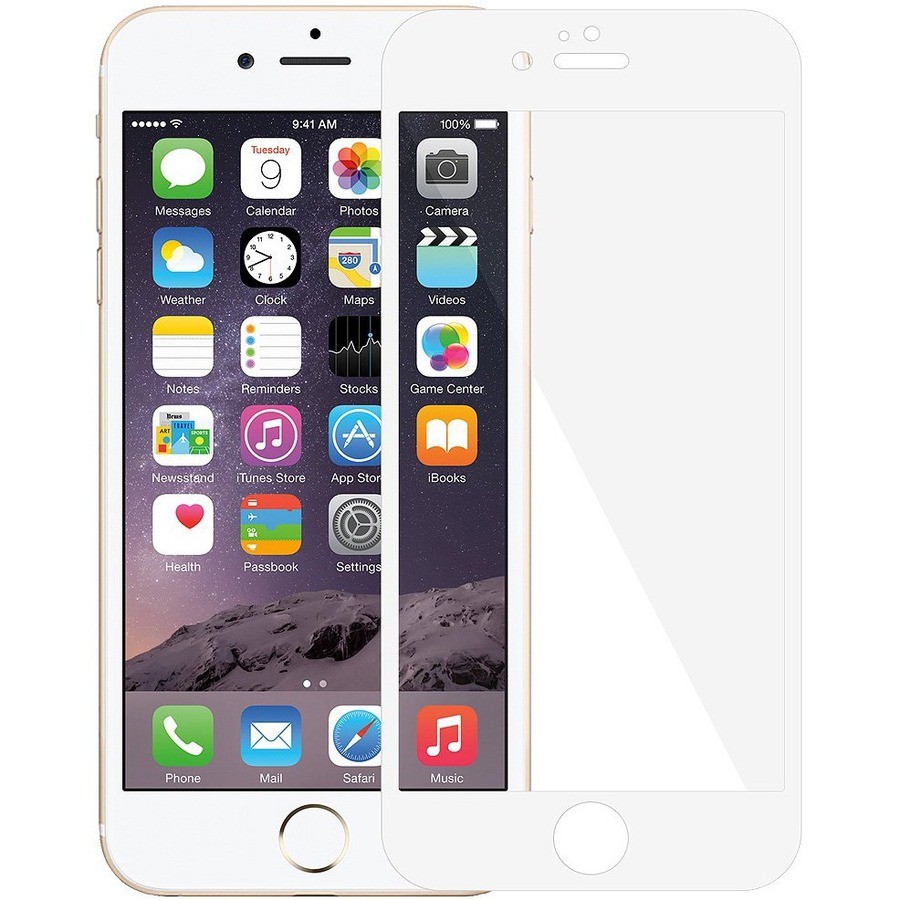 Amzer Kristal Tempered Glass HD Edge2Edge White Screen Protector for iPhone 6 White, Transparent
