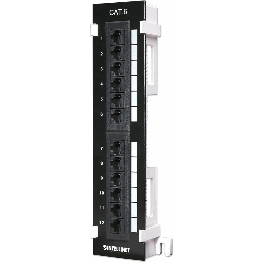 Intellinet 12-Port Cat6 Wall-Mount Patch Panel Black