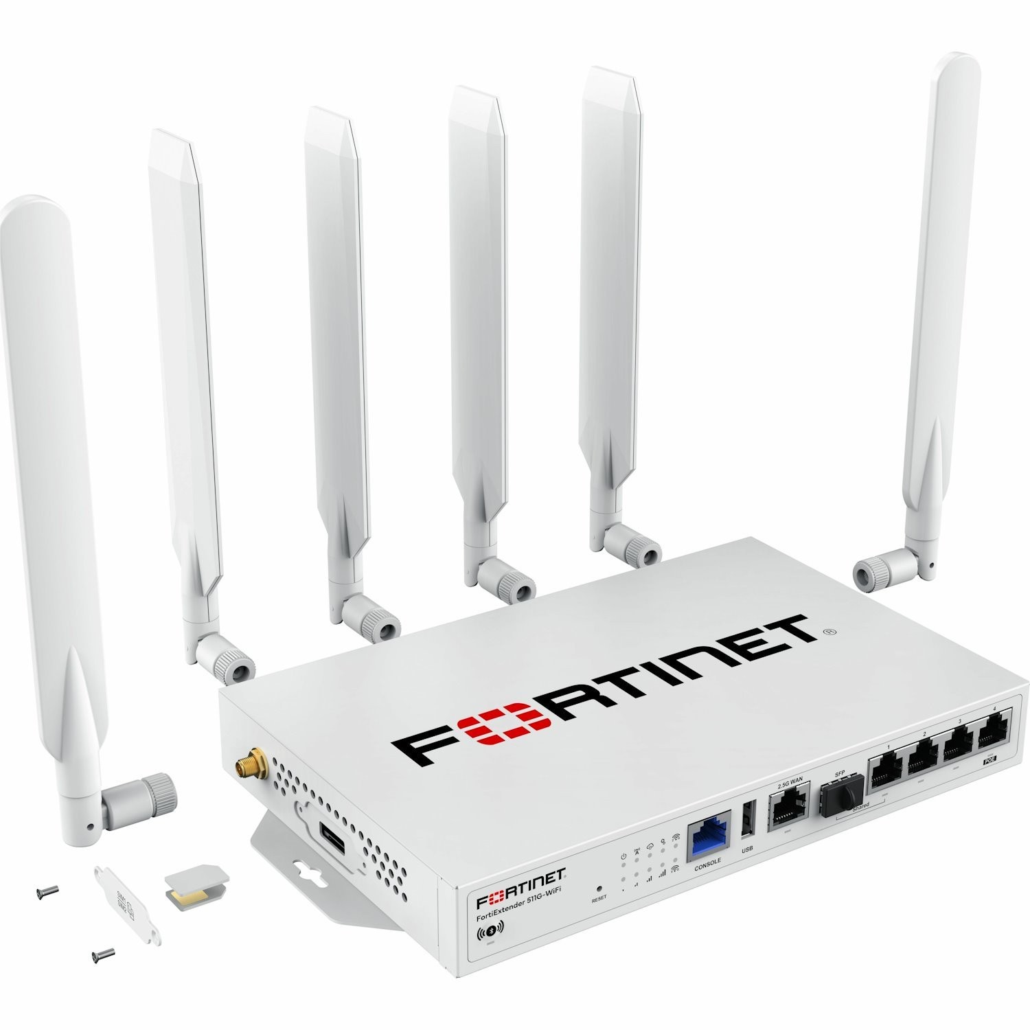 Fortinet FortiExtender FEX-511G-WIFI Wi-Fi 6 IEEE 802.11ax 2 SIM Ethernet, Cellular Modem/Wireless Router
