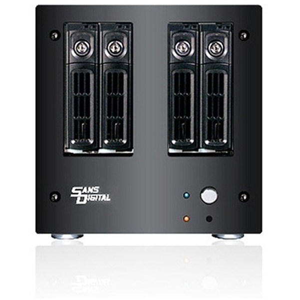 Sans Digital AccuNAS AN4L+B - NAS + iSCSI 4 Bay 64bit Network Storage Server Tower (Black)
