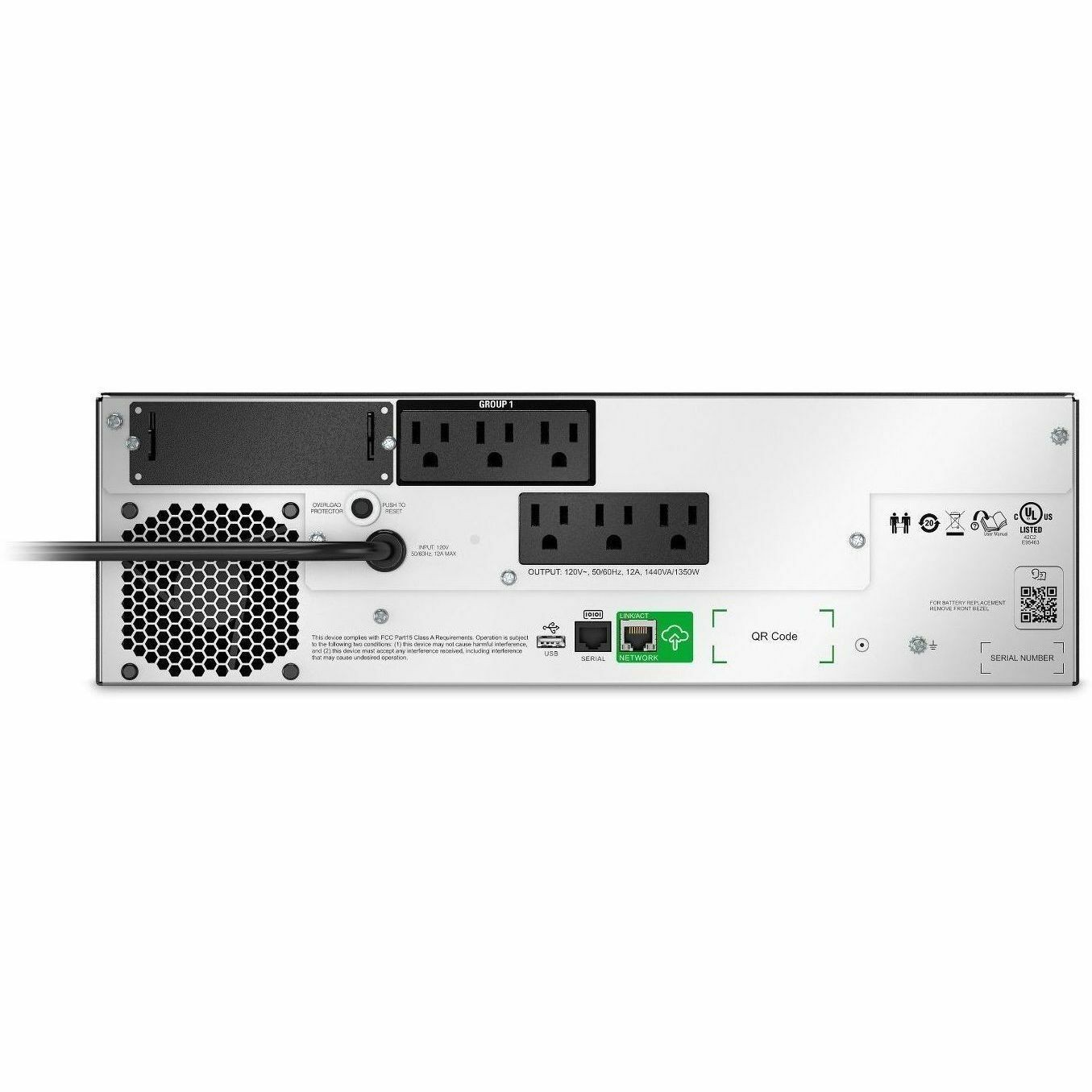 APC Smart-UPS, Line Interactive, 1500VA, Lithium-ion, Rackmount 3U, 120V, 6x NEMA 5-15R outlets, SmartConnect Port+SmartSlot, AVR, LCD [TAA]