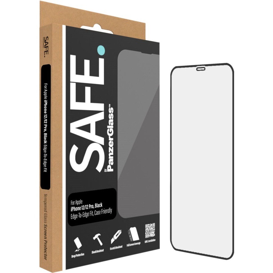 Safe Apple iPhone 12 12 Pro Screen Protector Glass Black