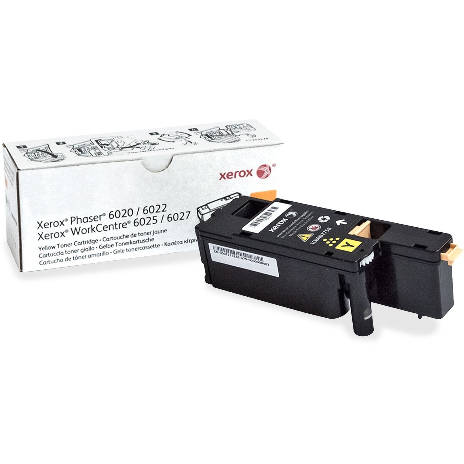 Xerox Genuine Phaser&reg; 6020/6022, WorkCentre&reg; 6025/6027 Yellow Standard capacity Toner Cartridge (1000 Pages) - 106R02758