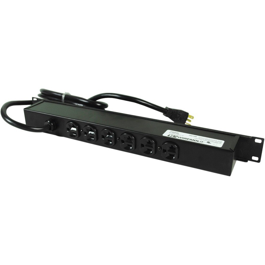 Wiremold Rack Mount 120V/20A/6 Rear O/L /15' Cord