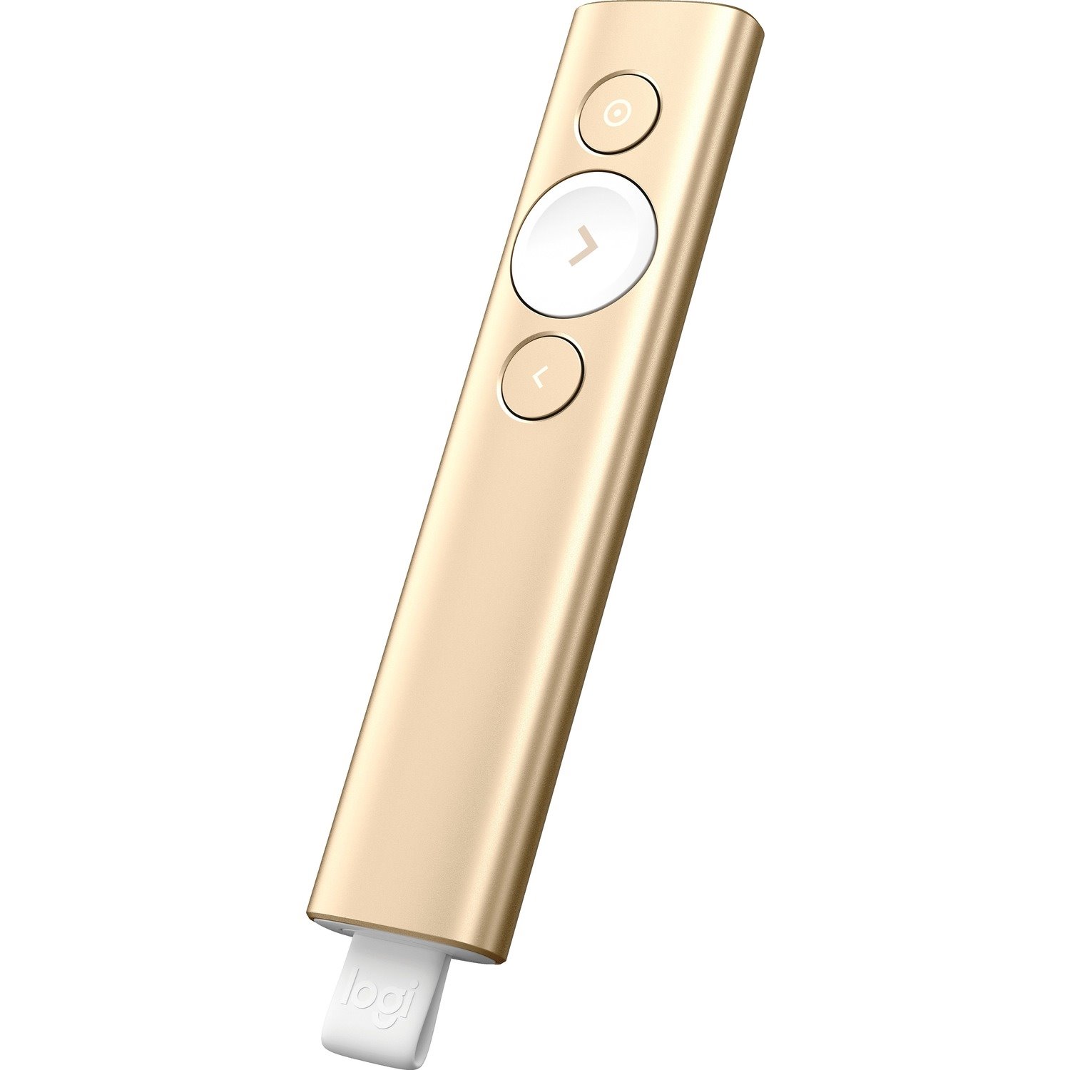 Logitech Spotlight Presentation Remote - Universal Wireless Presentation Clicker with Laser Pointer, Advanced Digital Highlighting, Bluetooth, 30 m Range and Quick Charging, Gold
