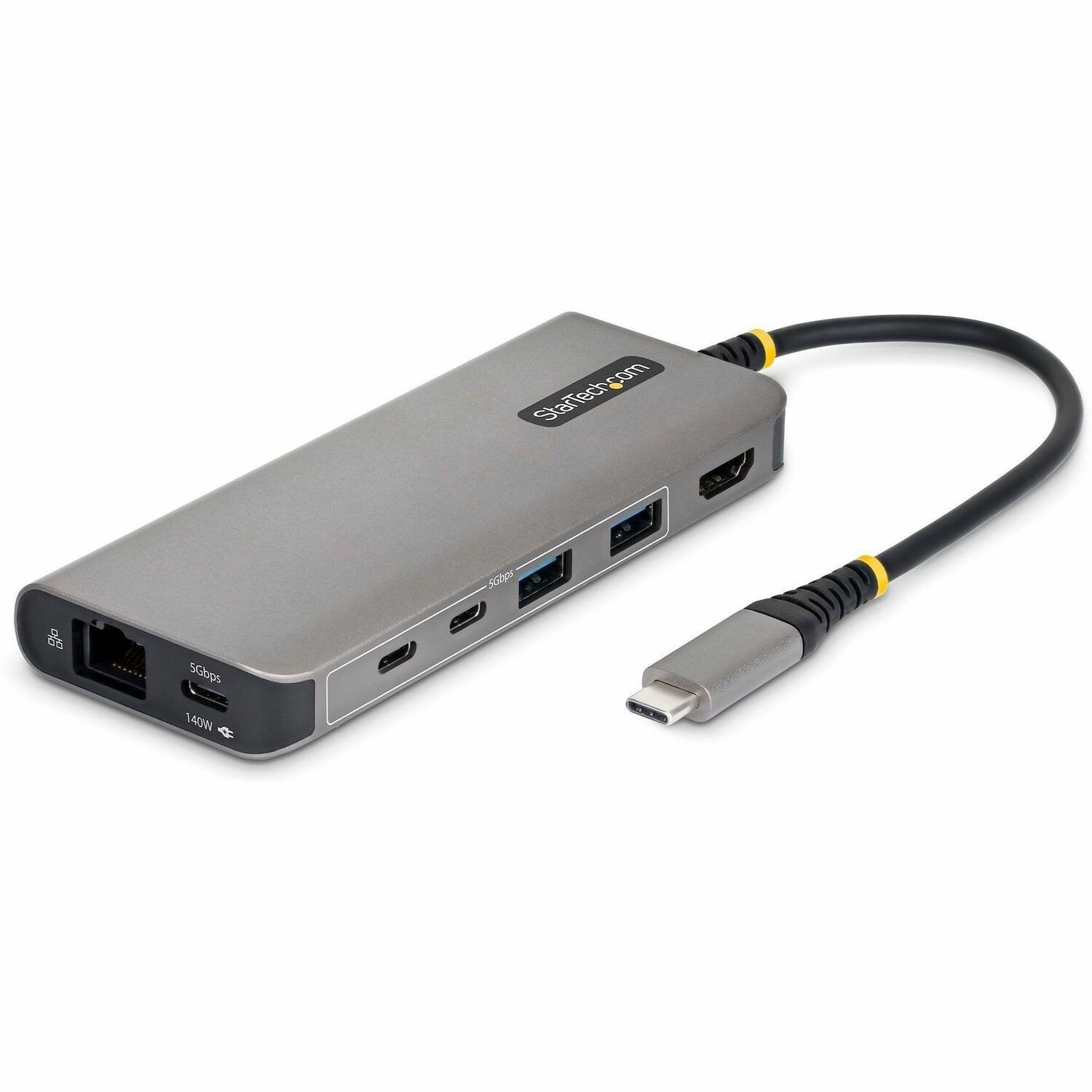 StarTech USB-C to HDMI Multiport Adapter with 140W PD Charging, 4K 60Hz, 5-Port USB 5Gbps Hub, GbE, Type-C Mini Dock
