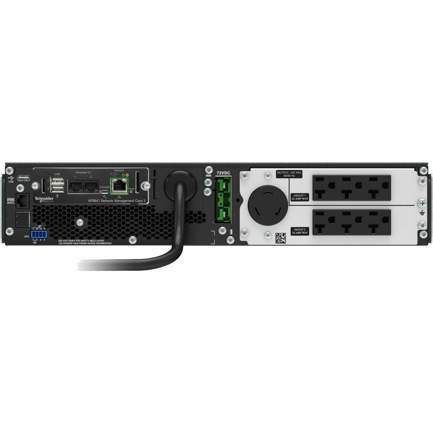 APC Smart-UPS On-Line, 2200VA, Rackmount 2U, 120V, 6x 5-20R+1x L5-20R NEMA outlets, Network Card, Extended runtime, W/ rail kit [TAA]
