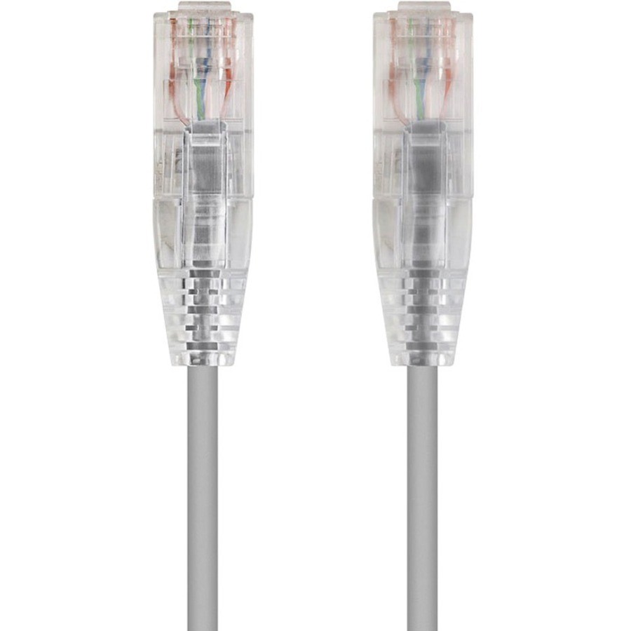 Monoprice Cat6 550MHz 28Awg Utp SlimRun Pure Bare Copper Snagless Patch Cable, Gray, 10FT