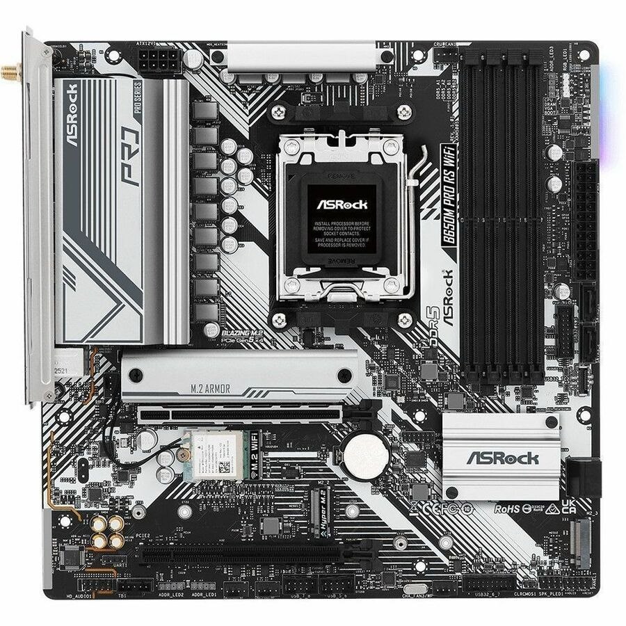 ASRock B650M Pro RS WiFi Gaming Desktop Motherboard - AMD B650 Chipset - Socket AM5 - Micro ATX