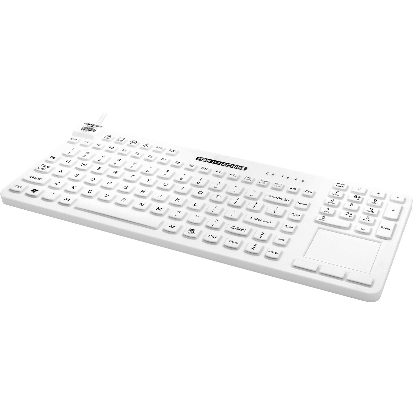 Man & Machine Really Cool Touch Keyboard - Cable Connectivity - USB Interface - QWERTY Layout - White
