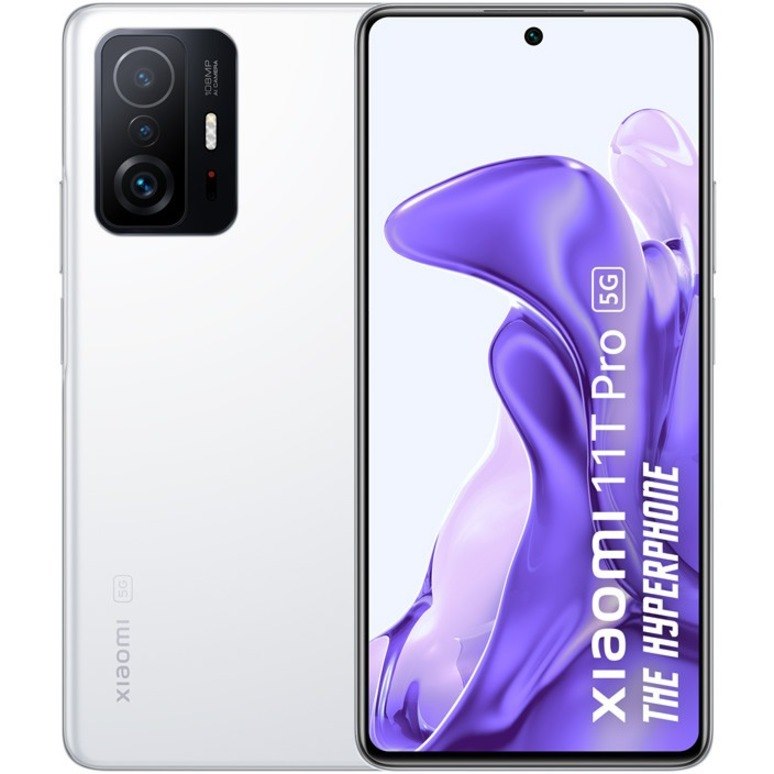 Xiaomi 11T Pro 256 GB Smartphone - 16.9 cm (6.7") AMOLED Full HD Plus 1080 x 2400 - Octa-core (Cortex X1Single-core (1 Core) 2.84 GHz + Cortex A78 Triple-core (3 Core) 2.42 GHz + Cortex A55 Quad-core (4 Core) 1.80 GHz) - 8 GB RAM - Android 11 - 5G - Moonlight White