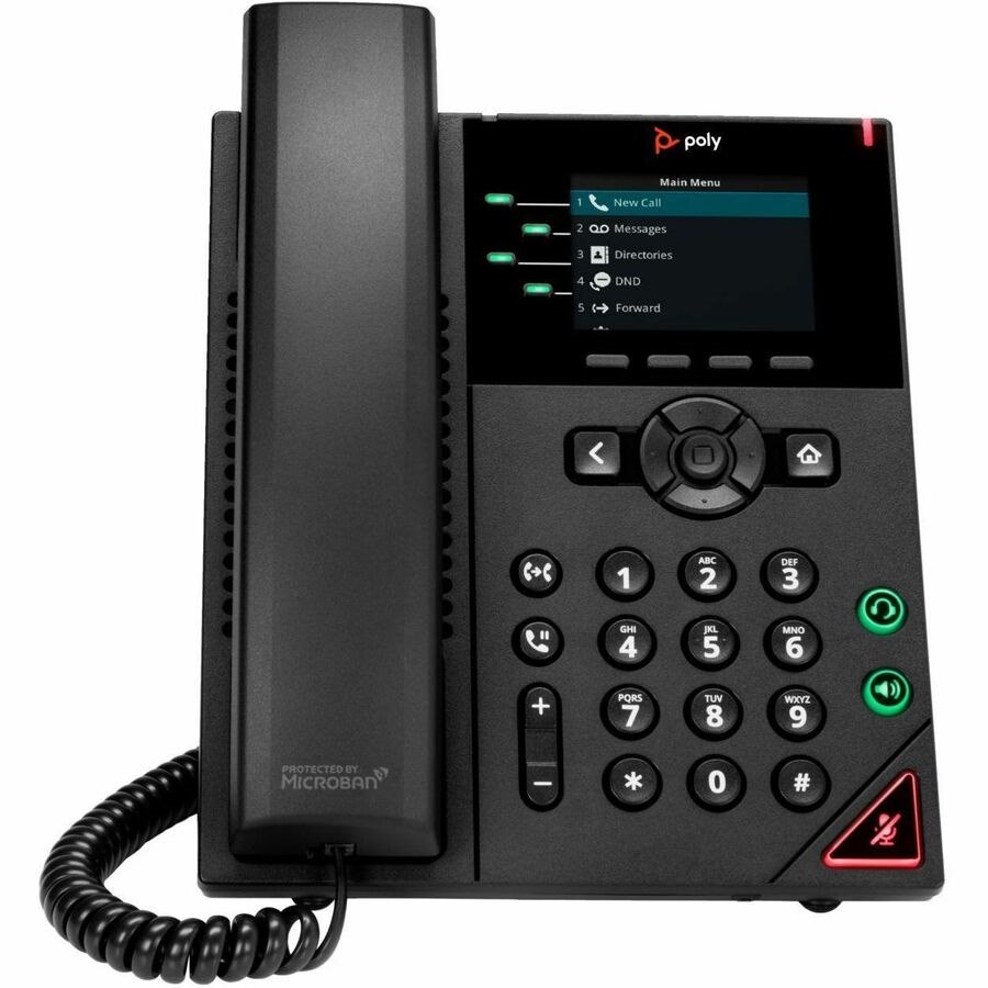Poly VVX 250 IP Phone - Corded - Corded - 3 Multiple Conferencing - Desktop, Wall Mountable - Black
