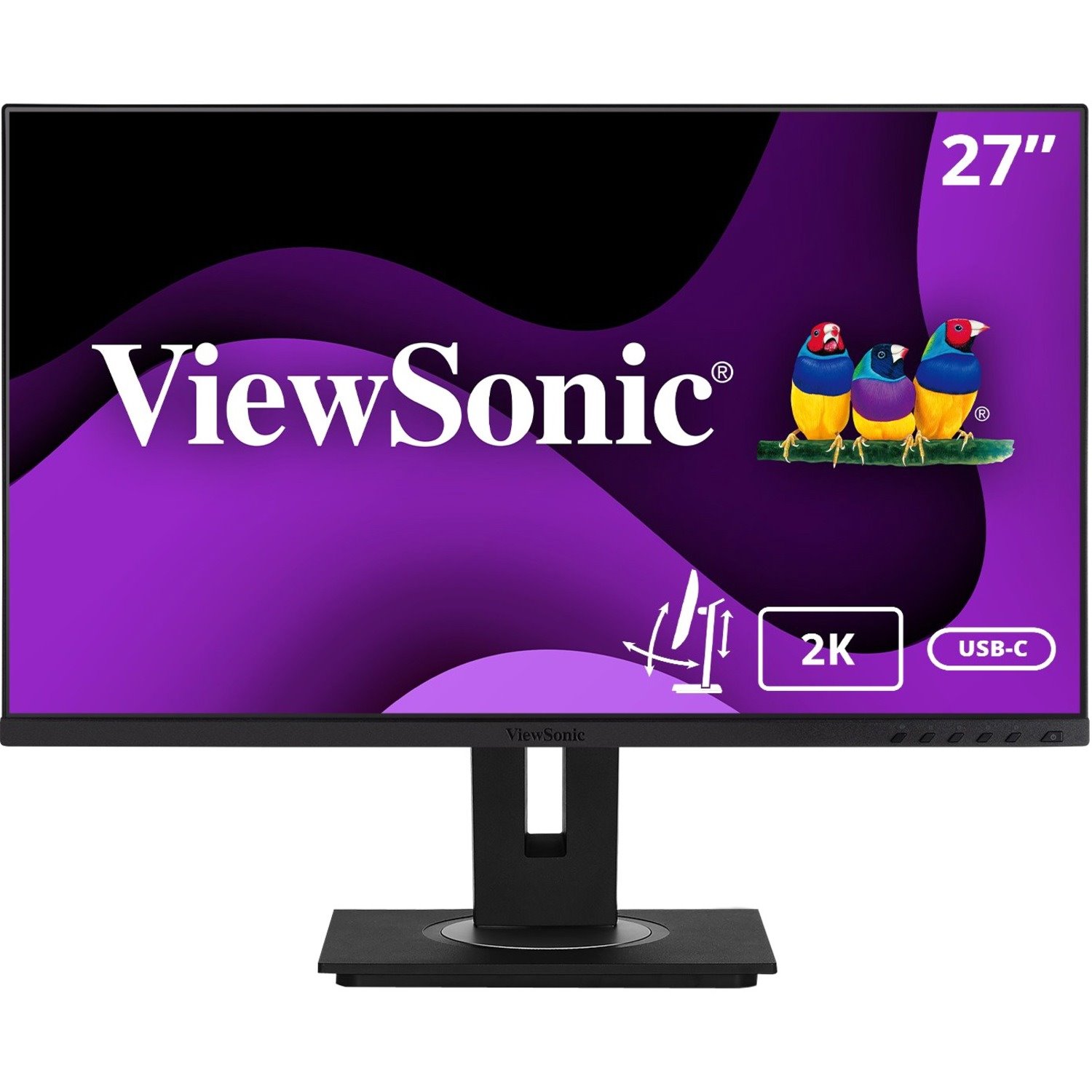 ViewSonic VG2755-2K 24 Inch IPS 1440p Monitor with USB C 3.1, HDMI, DisplayPort and 40 Degree Tilt Ergonomics for Home and Office