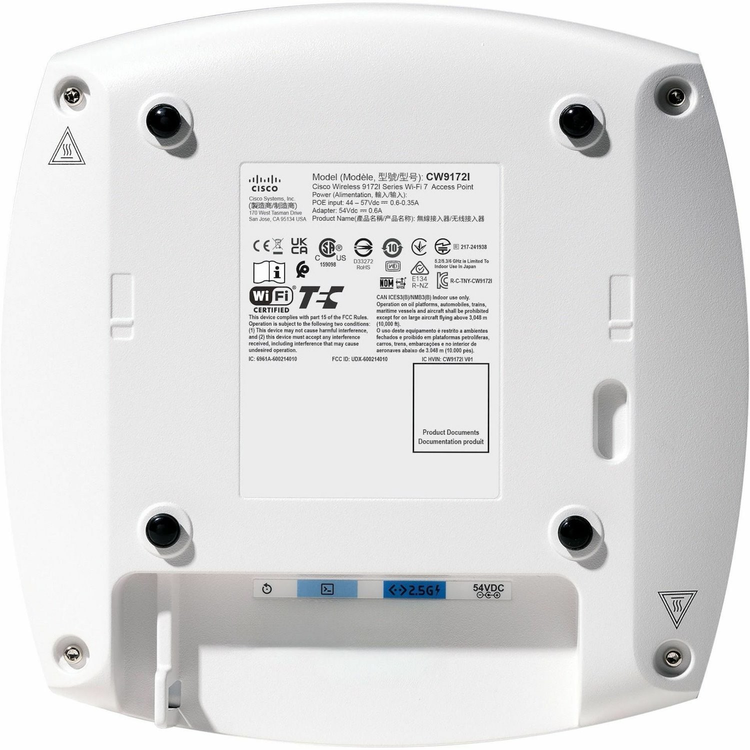 Cisco Meraki CW9172I Tri Band Wi-Fi 7 IEEE 802.11 a/b/g/n/ac/ax/be 9 Gbit/s Wireless Access Point - Indoor