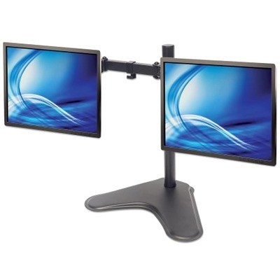 Manhattan Universal Dual Monitor Stand With Double-Link Swing Arms For 13" To 32" Monitors Up To 17 LBS