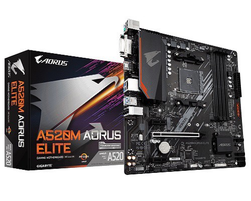 Gigabyte A520m Aorus Elite MB, Am4, 4xDDR4, 4xSATA, 1xM.2, Usb3.2 Gen1, Uatx, 3YR WTY