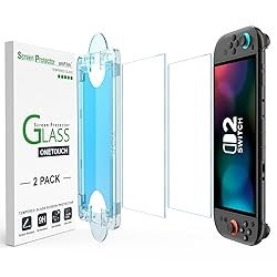 amFilm Auto-Alignment OneTouch for Nintendo Switch 2 Screen Protector [7.9''] 2025 Tempered Glass, Accessories, 30 seconds Installation, Bubble Free, Anti-Scratch, Touch Sensitive, Ultra-Clear [2Pack]