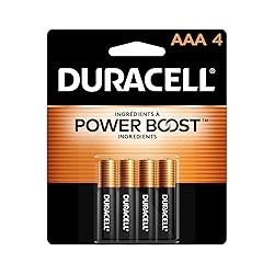 Duracell Coppertop AAA Batteries with Power Boost Ingredients, 4 Count Pack Triple A Battery with Long-lasting Power, Alkaline AAA Battery for Household and Office Devices