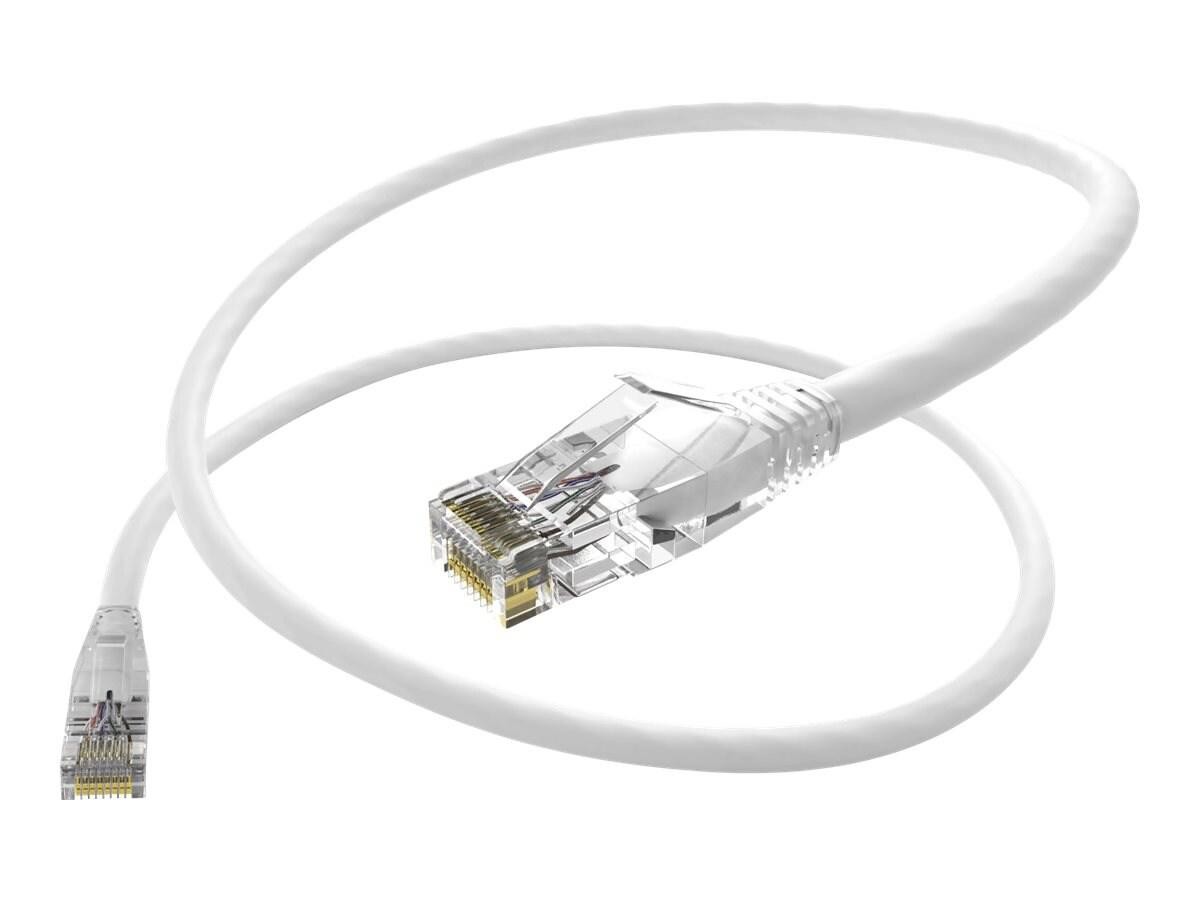 Unc Group Unc ClearFit Cat6 Patch Cable, Snagless, White, 9FT