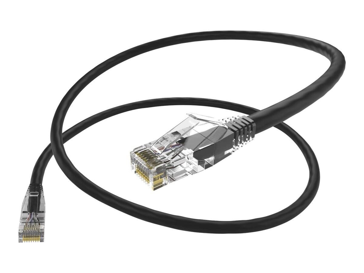 Unc Group Unc ClearFit Cat6 Patch Cable, Snagless, Black, 25FT