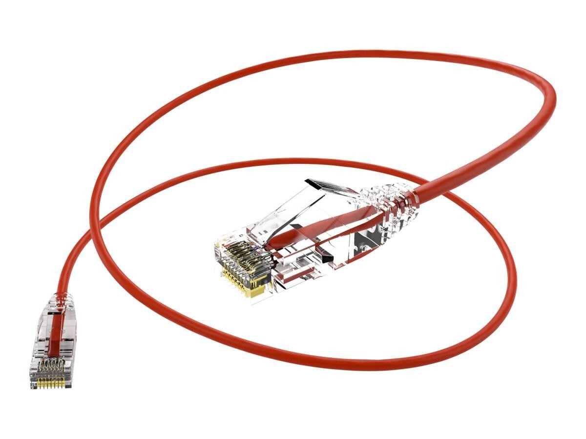Unc Group Unc ClearFit Slim Cat6 Patch Cable, Red, 7FT