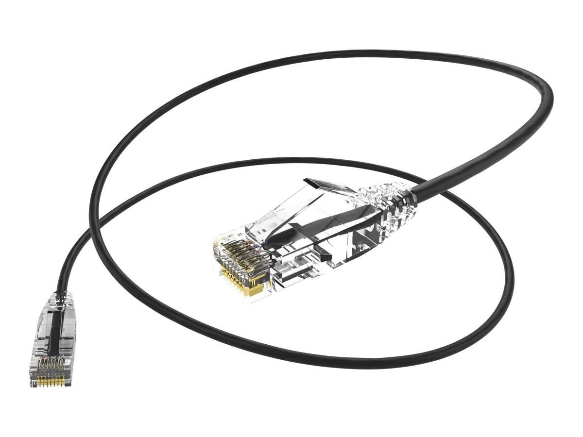 Unc Group Unc Clearfit Slim Cat6 Patch Cable, Black, 6"