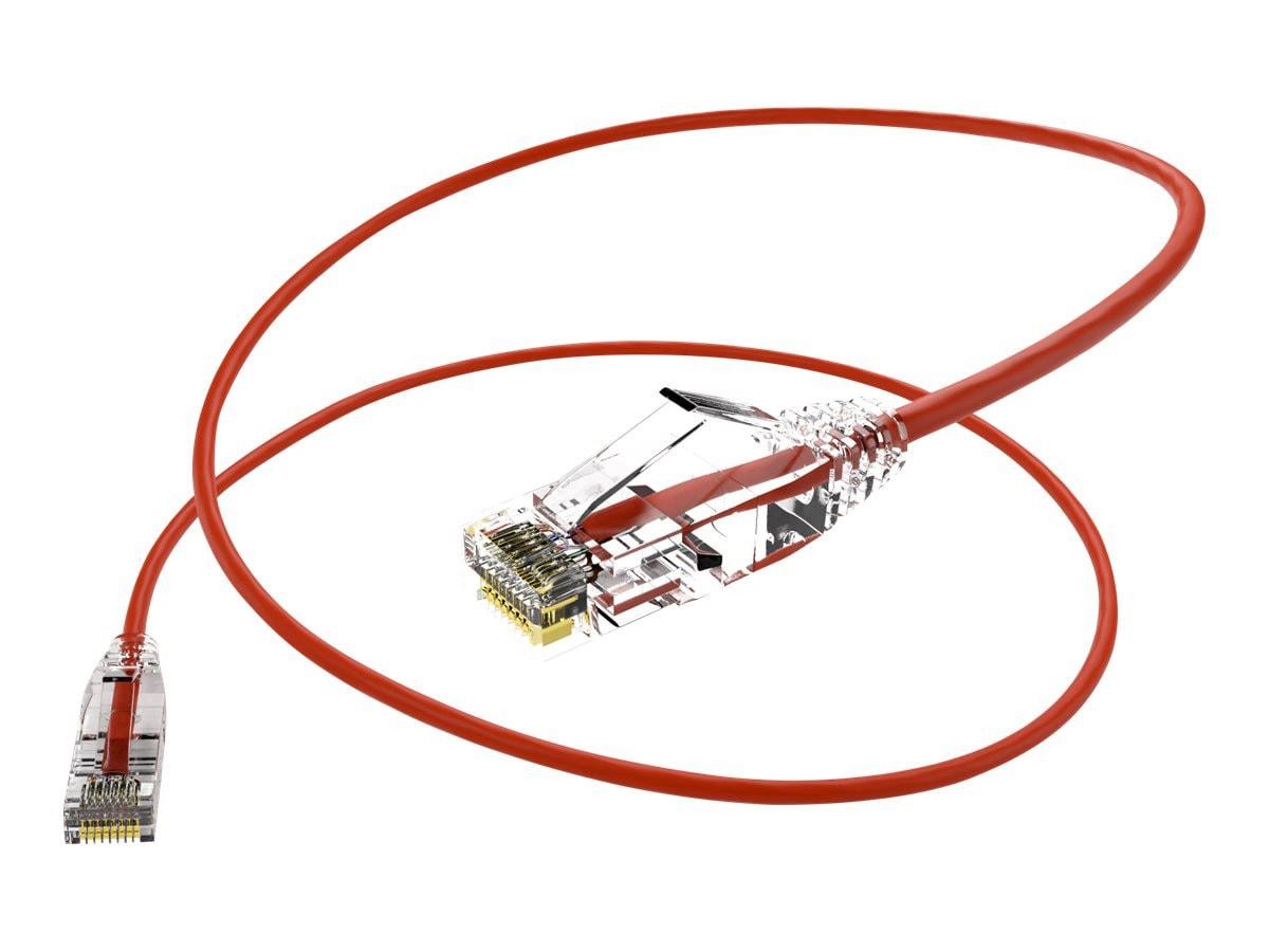 Unc Group Unc Clearfit Slim Cat6 Patch Cable, Red, 6"
