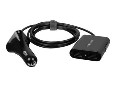 Aluratek 4-Port 2.4A Usb Car Charger W/ Extended Charging Ports