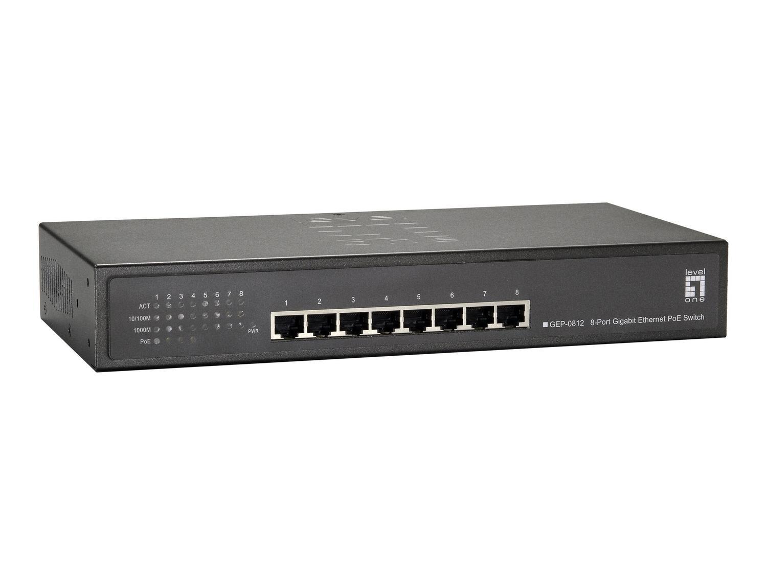 CP Technologies Gep-0812 LevelOne RM DM Switch/4xGbE PoE+/4xGbE/1xPSU