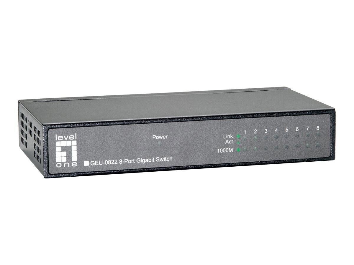 CP Technologies Geu-0822 LevelOne Desktop WM Switch/8xGbE/Power Adapter