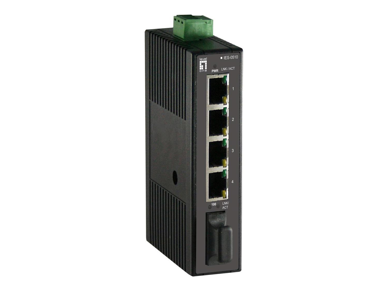 CP Technologies Ies-0510 LevelOne Infinity Din RM Unmanaged Switch/4xFaE/1xFaE Multi-Mode