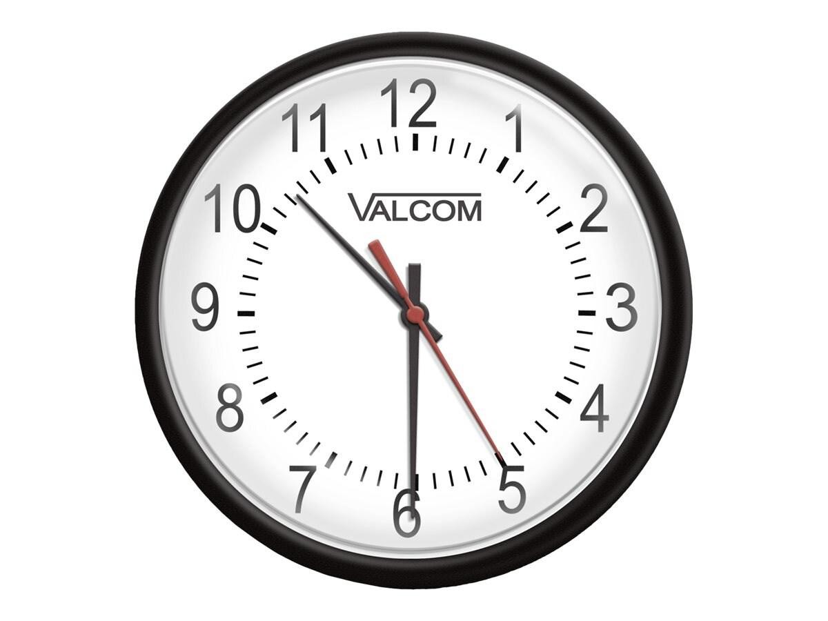 Valcom WLS 12" Round Analog Clock BLK