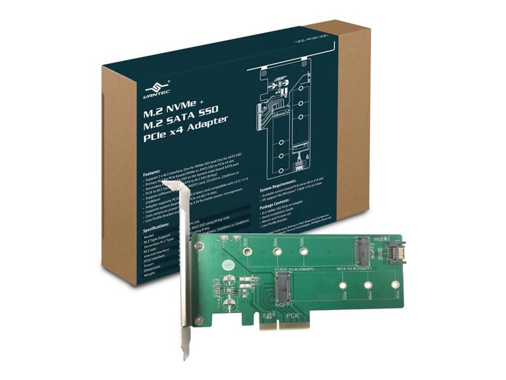 Vantec M.2 NVMe + M.2 Sata SSD PCIe X4 Adapter