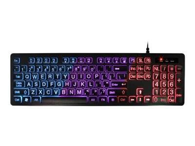 Aluratek Large Print Tri-Color Led Backlight Illuminated Keyboard