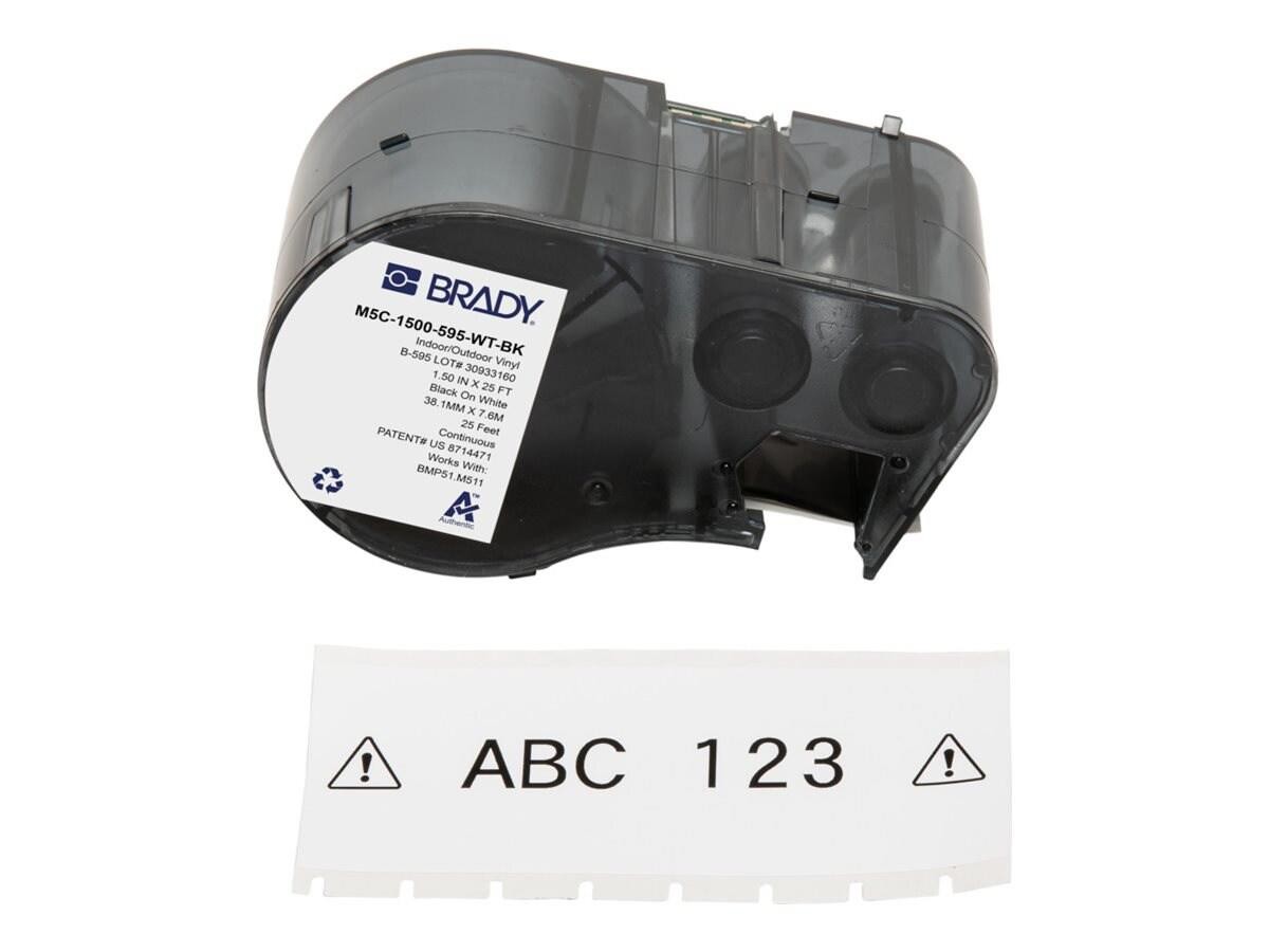 Brady 1.5" X 25' Black On White All Weather Permanent Adhesive Vinyl Label Roll For M5 Printers