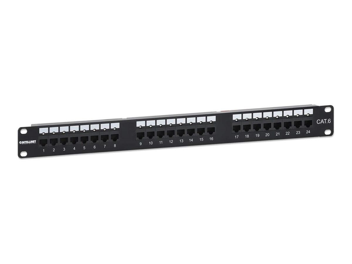 Intellinet Port Identifier Cat6 24-Port Patch Panel With LEDs, 1U