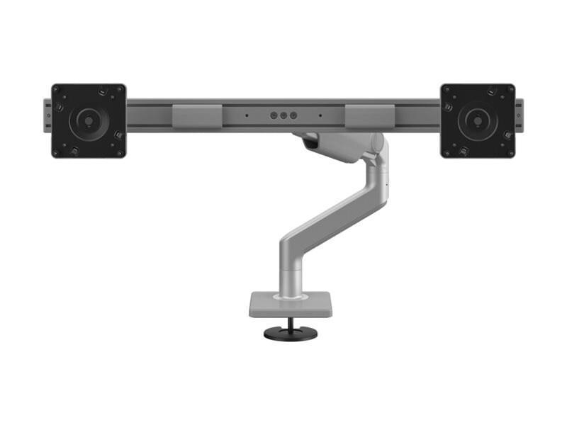 Humanscale M8.1 Arm, Bolt-Through Mount, Angled Link/Dynamic Link, Crossbar For 2 Monitors, Gray Vesa