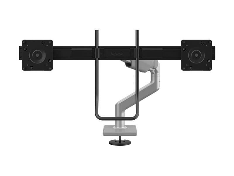 Humanscale M8.1 Arm, Bolt-Through, Angled Link/Dynamic Link, Crossbar W/ Handle For 2 Monitors, Black Vesa