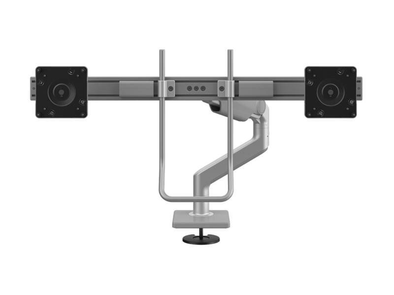 Humanscale M8.1 Arm, Bolt-Through, Angled Link/Dynamic Link, Crossbar W/ Handle For 2 Monitors, Gray Vesa