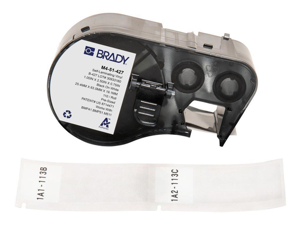 Brady 2.5" X 1" Self-Laminating Vinyl Wrap Around Labels - White W/ Ribbon For BMP41, BMP51 (110 Labels)